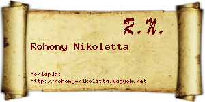 Rohony Nikoletta névjegykártya